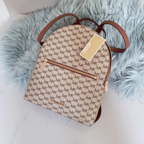 NWT MICHAEL Michael Kors brown & cream convertible backpack handbag - Picture 9 of 9